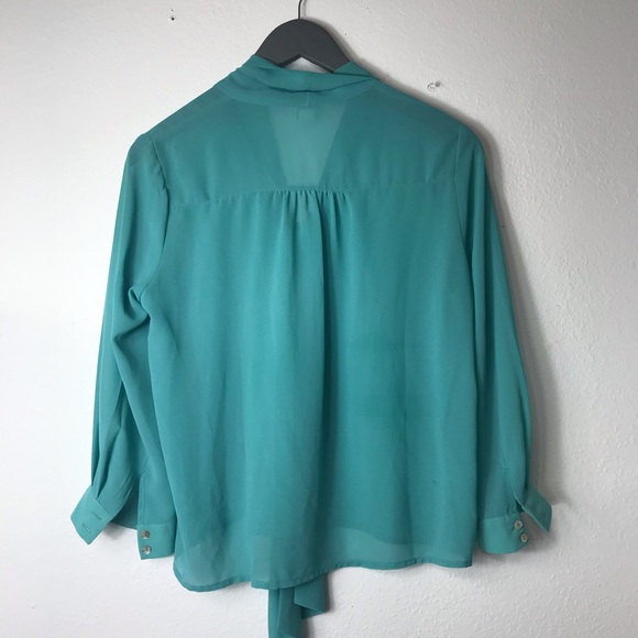 Forever 21 Turquoise Sheer Long Sleeve - Picture 4 of 4